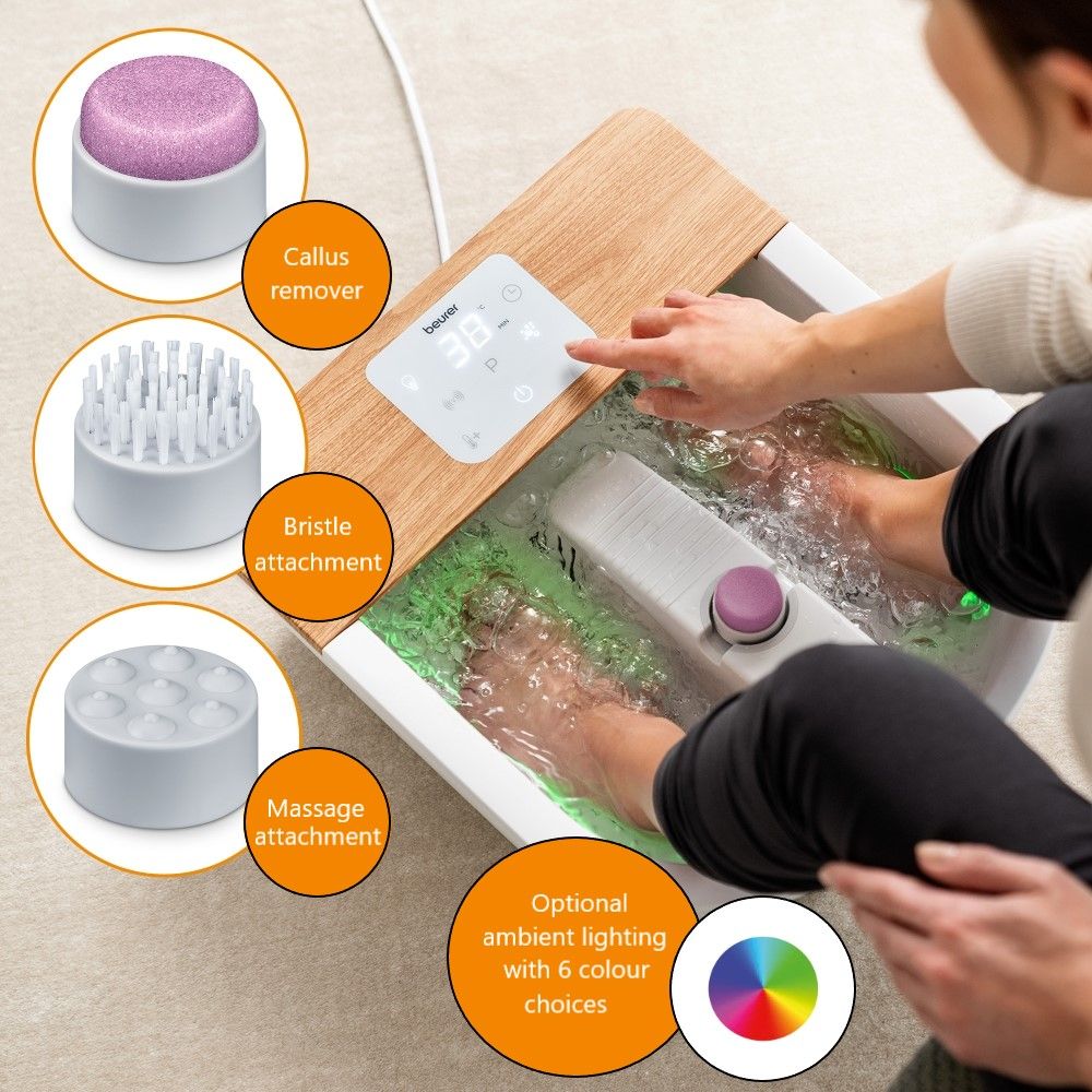 Beurer FB 65 Wellness Foot Spa With Water Heating And Switchable Lighting, Integrated Rotating Pedicure Station, Relaxing Vibration And Bubble Massage - View #12