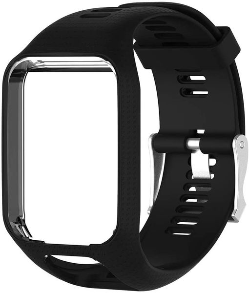 Silicone Strap Compatible with Tomtom Runner 2/3 - Black