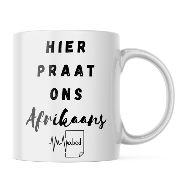 Ceramic Hier Praat Ons Afrikaans Mug - White - 11 OZ