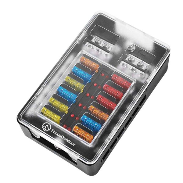 FocusOutdoor 12V Blade Fuse Box with LED Indicator