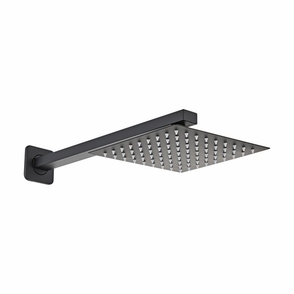 Black 40CM Rectangular Shower Arm &amp; 20CM Square Shower Head Set