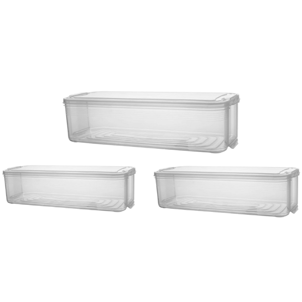 Clear Stackable Fridge Storage Containers with Lids - 3 Pieces