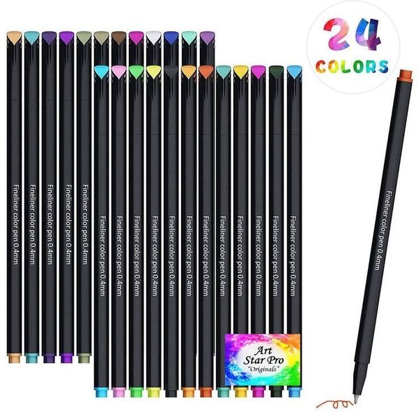 Art Star Pro 24 Set Fineliner Pen Colouring Marker Highlighter Pen Set Arts