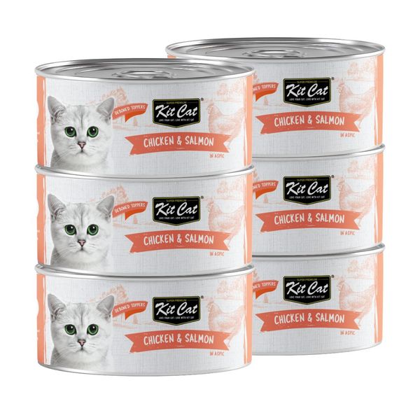 Kit Cat - Deboned Chicken &amp; Salmon Aspic (6 x 80g)