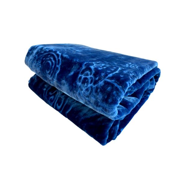 Queen Size IYWA Mink Super soft Blanket Embossed Pattern -Navy