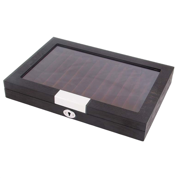 12 Slots Wood Pen Display Box Deluxe Pen Case with Key
