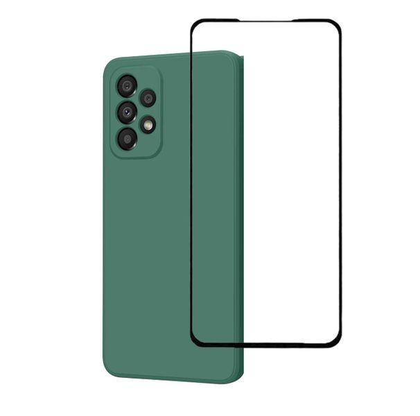 Silicone Phone Case &amp;Screen Protector Combo ForSamsungA13 4g-Midnight Green