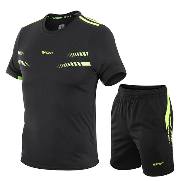 Men Tracksuits Short-Sleeve Training Shirt and Shorts sportswear Sets