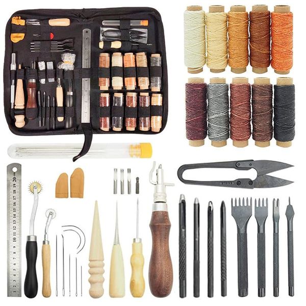 60 Piece Heavy Duty Leather Craft Stitching Groover Needle Tools Kit