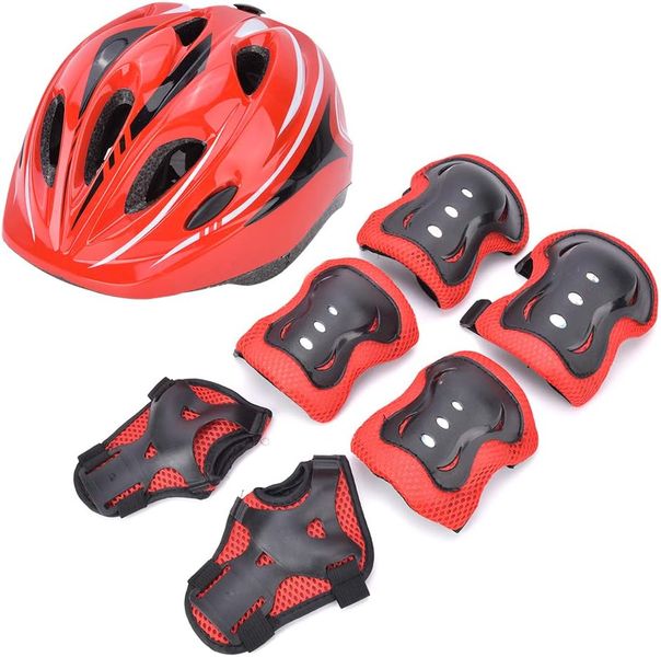 Protective Gear For Kids Cycling 7 Piece - Red