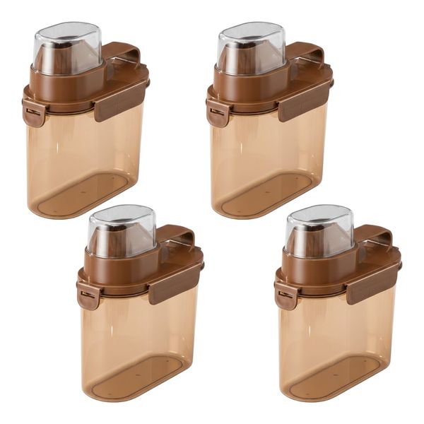 4 Pack - Small Plastic Food Storage Jar - Brown