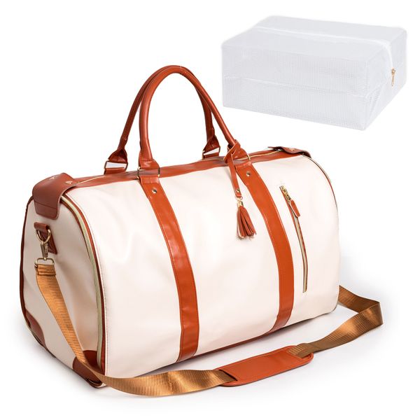 45L Durable Large Travel Bag,Leather Duffel Bag Elegant Travel Bag