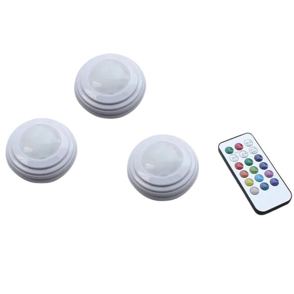 3 Remote Controlled Colour Changing Puck Lights FA-184