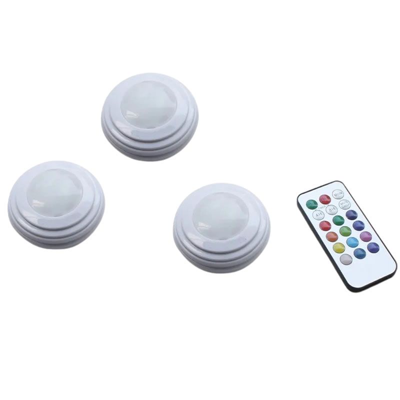 3 Remote Controlled Colour Changing Puck Lights FA 184 Shop