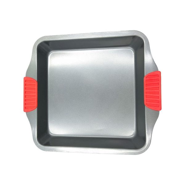 Baking Pan With Red Silicone Handle