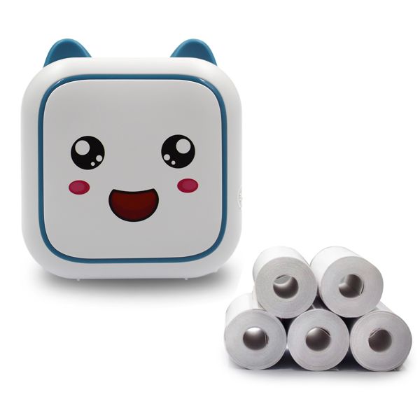 Uuname Portable Mini Wireless Photo Sticker Thermal Printer &amp; 5 Paper-C26W5