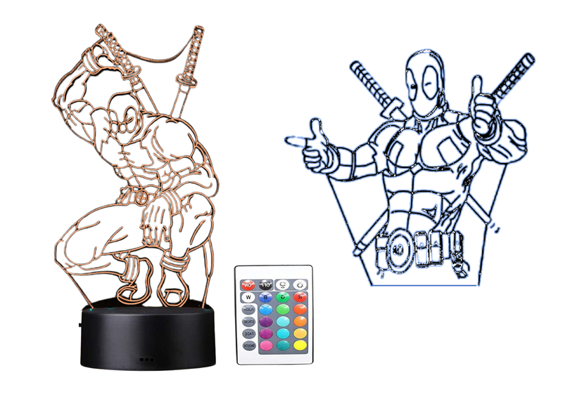 Deadpool 3D Optical Illusion LED Lamp Light - Double Plate