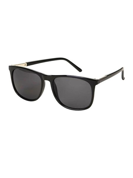 Men Solid Frame Flat Lens Sunglasses - 009 - Black