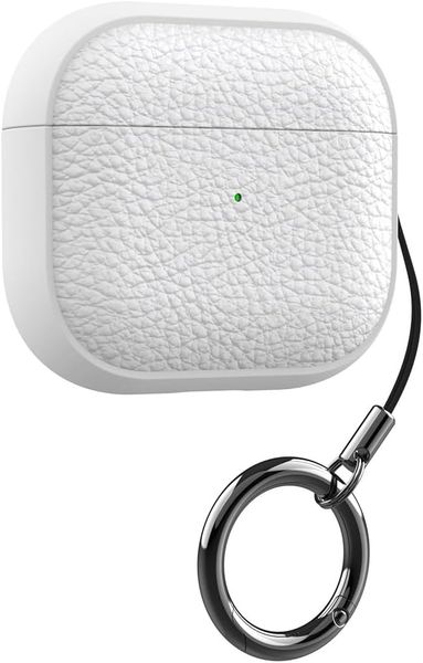 for AirPods 4 (2024) Litchi faux leather Case with Keychain
