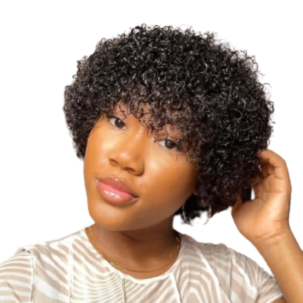 Brazilian Hair Jerry Curls Fringe wig.
