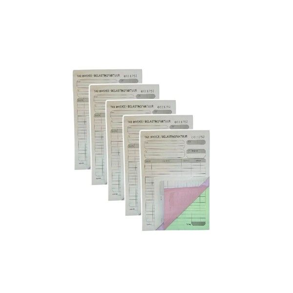 A5 Triplicate Carbonless Paper Invoice Book (50 Page) - Set of 5