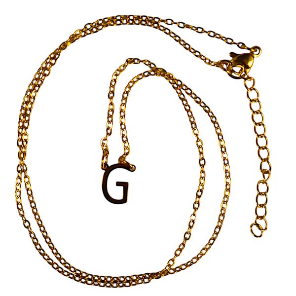 Stainless Steel Necklace with Initial 'G' Pendant - Gold