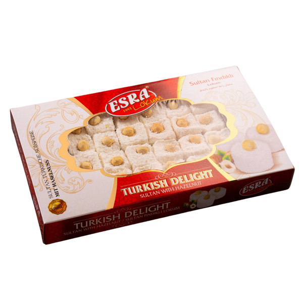 Esra Turkish Delight Hazelnut 350g (Coconut Coated)