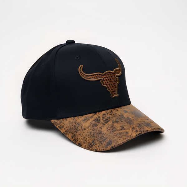 Rugged Longhorn Leather Cap