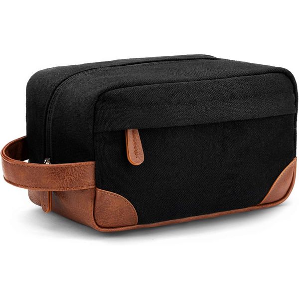 Travel Toiletry Bag for Men-Hanging Canvas Shaving Bag, Water-Resistant
