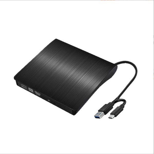 USB 3.2 External CD/DVD Drive with Dual USB-A and USB-C Ports