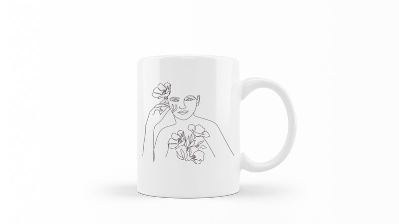 Designer Line Art Coffee Mug - Beauty 23