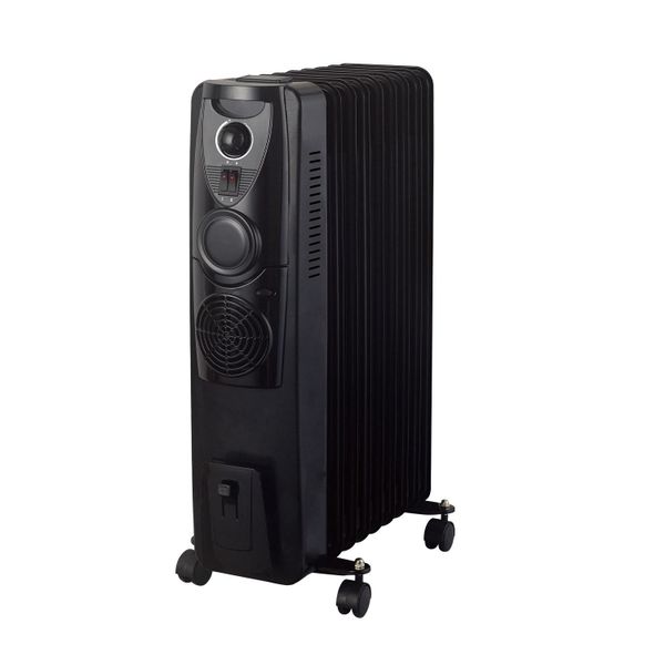 2400W 9-Fin Black Oil-Filled Heater for Home and Office