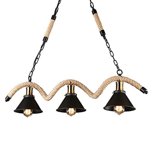 Vintage Wave Style Rope Pendant Light