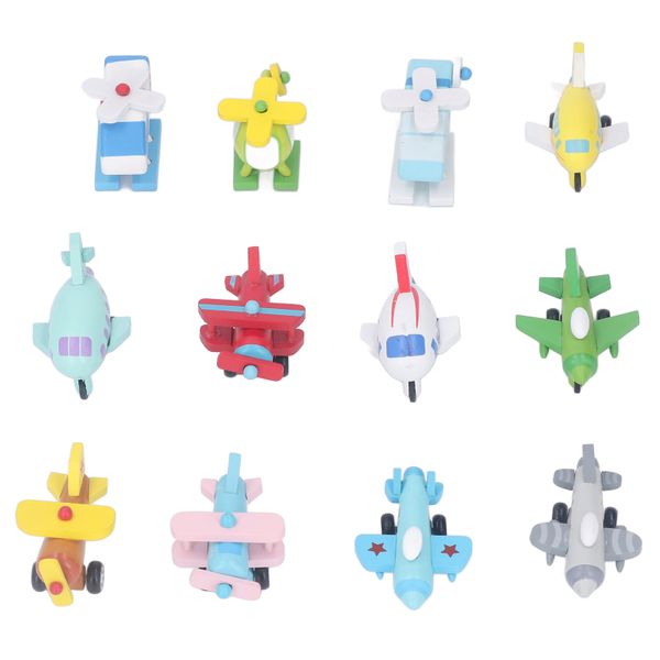 12 Pieces Wooden Airplane Toys Puzzle Simulation Innovative Toddler Planes Toys