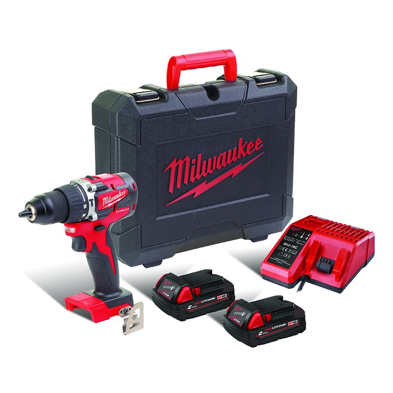 Milwaukee M18 13mm Compact Brushless Percussion Drill Set - M18CBLPD-202C