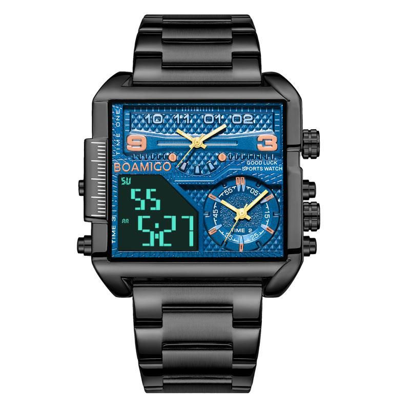 BOAMIGO Top Brand Luxury Fashion Men Watches Stainless Steel (Black