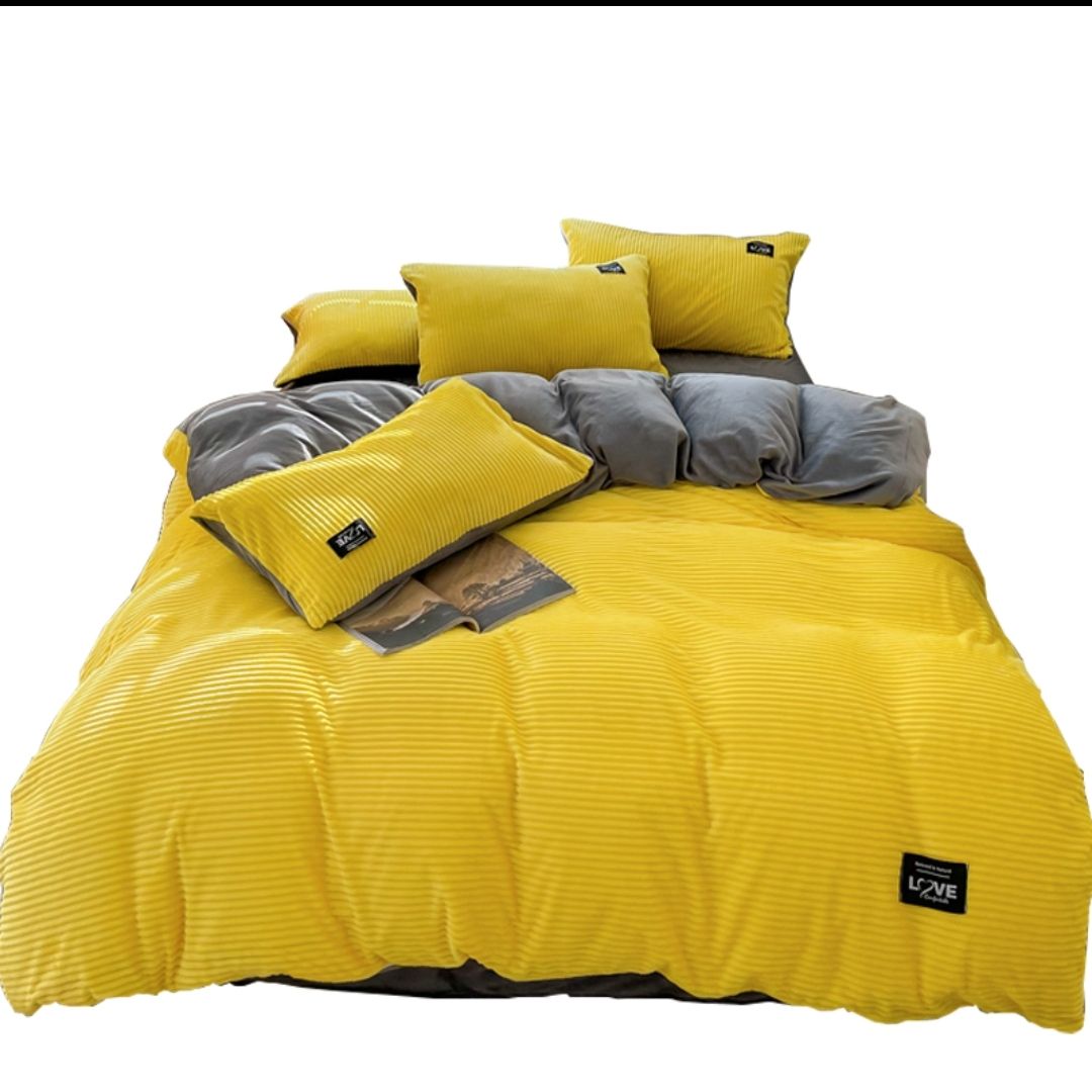 4 Pieces Yellow Striped Duvet Cover Set Shop Today. Get it Tomorrow