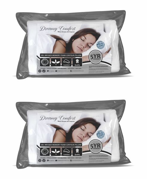 Memory Foam Contour Pillow - Gel Infused - Twin Pack