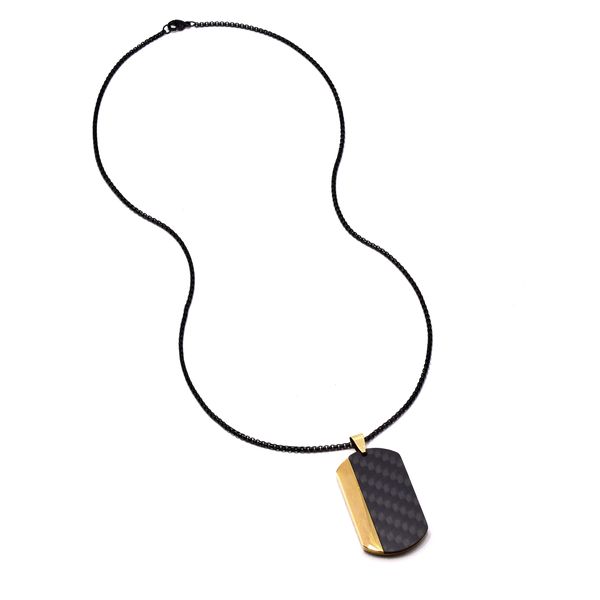 Xcalibur Stainless Steel Carbon Fibre Dog Tag Necklace
