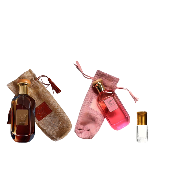 Mousuf Brown &amp; Mousuf Pink Combo for Him and Her EDP 100ml + Perfume Oil