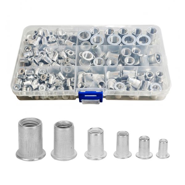 165 Pieces Aluminum Rivet Nut Kit M3-M10 Threaded Inserts With Storage Box
