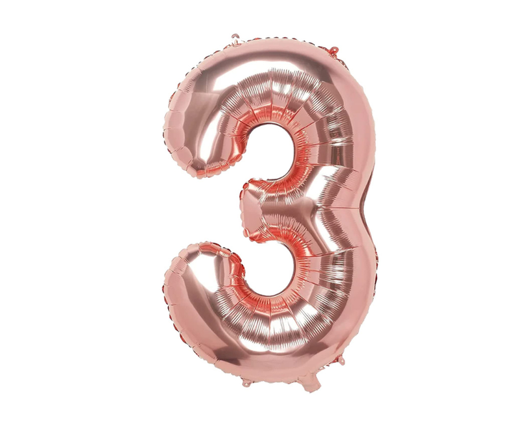Rose Gold Number 3 Foil Balloon 40 Inch/101cm Helium Kids/Adult Party Decor