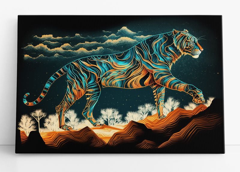 Tiger's Fantasy Forest, Ready-To-Hang Canvas Wall Art, 60 x 90cm (A1+)