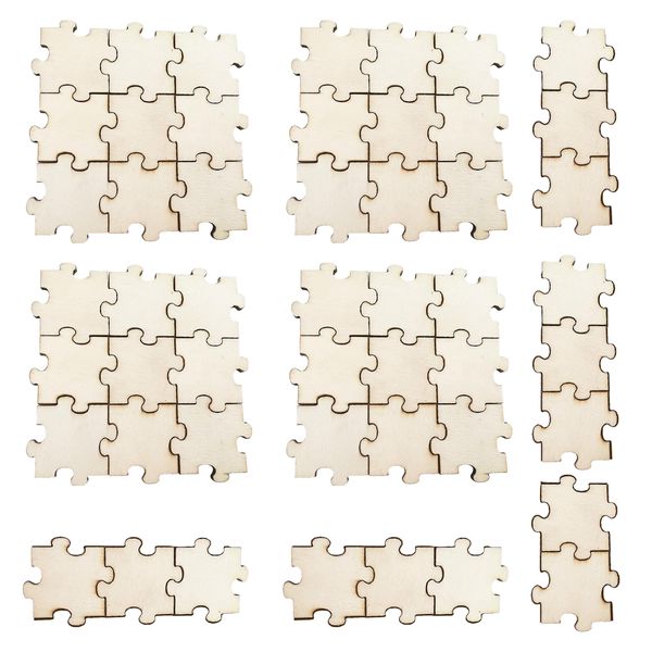 Toy Craft Unfinished Wooden Puzzle Pieces for DIY Puzzles Set of 2x50 (4cm)