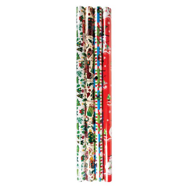 Christmas Gift Wrapping Paper (70cm x 10m) – Pack of 4