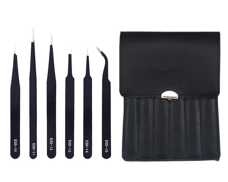 SM - 6 Piece Stainless Steel Precision Tweezers