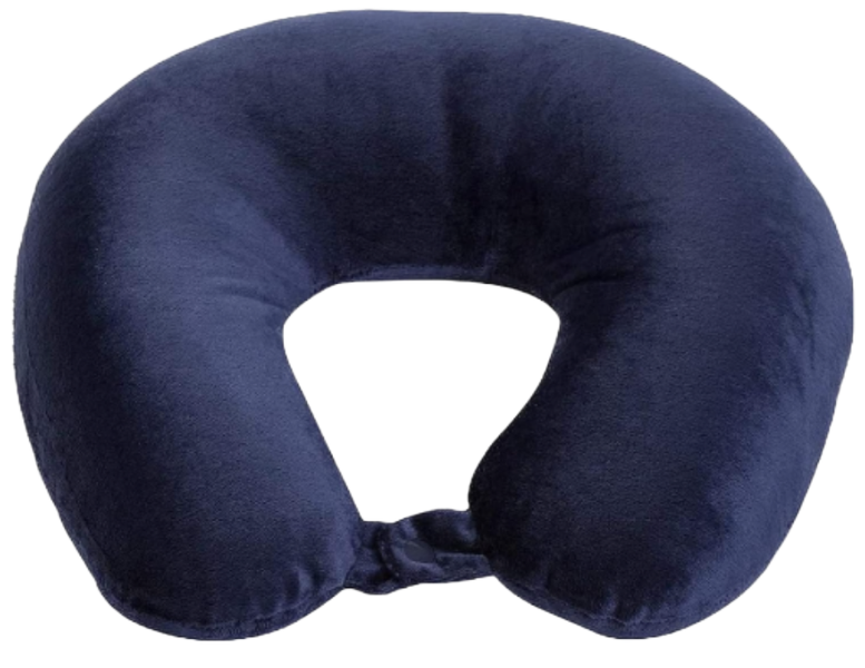 Plush Memory Foam Travel Pillow - Navy Blue