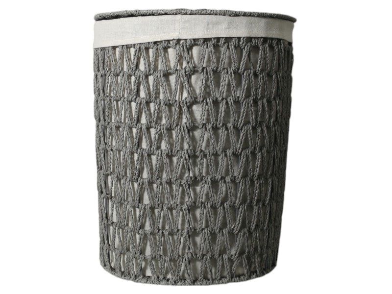 George &amp; Mason - Grey Rope Cylindrical Laundry Basket - 40cm
