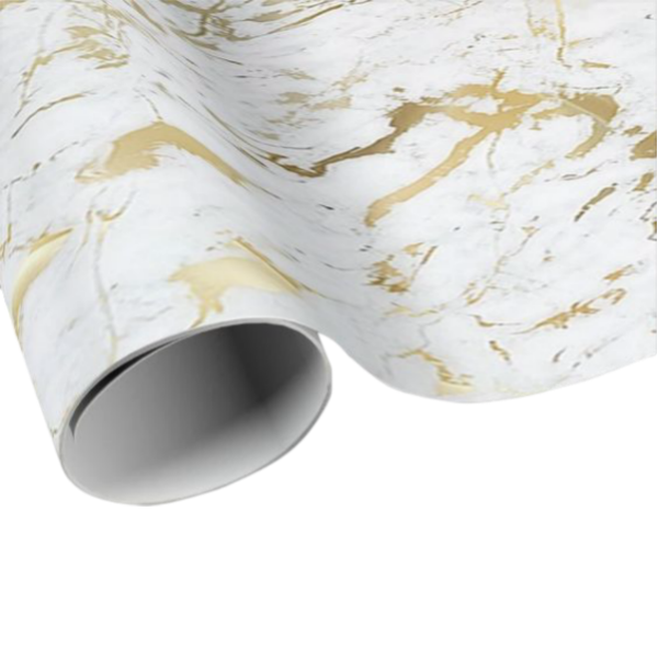 High Gloss White and Gold Marble Vinyl