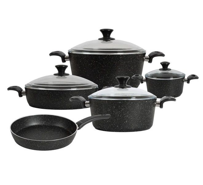 Pot Set 9pc Des Chef Forged0 Aluminium with Glass Lids Bonera Berlin